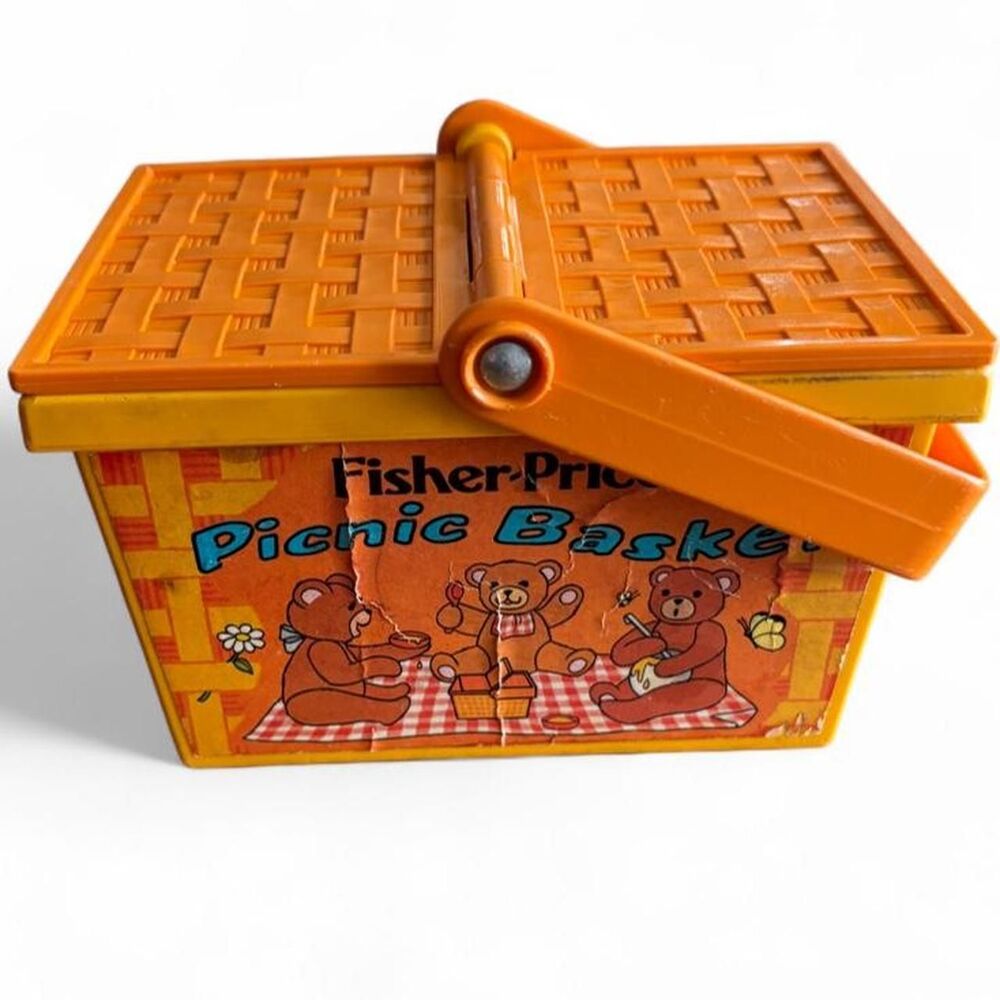 Vintage 1974 Fisher-Price Picnic Basket Teddy Bear Picnic Toy